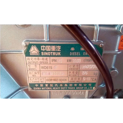 6 cilindri originale HOWO Dump Truck Wd615.47 Motore con 1000.000kg di peso lordo